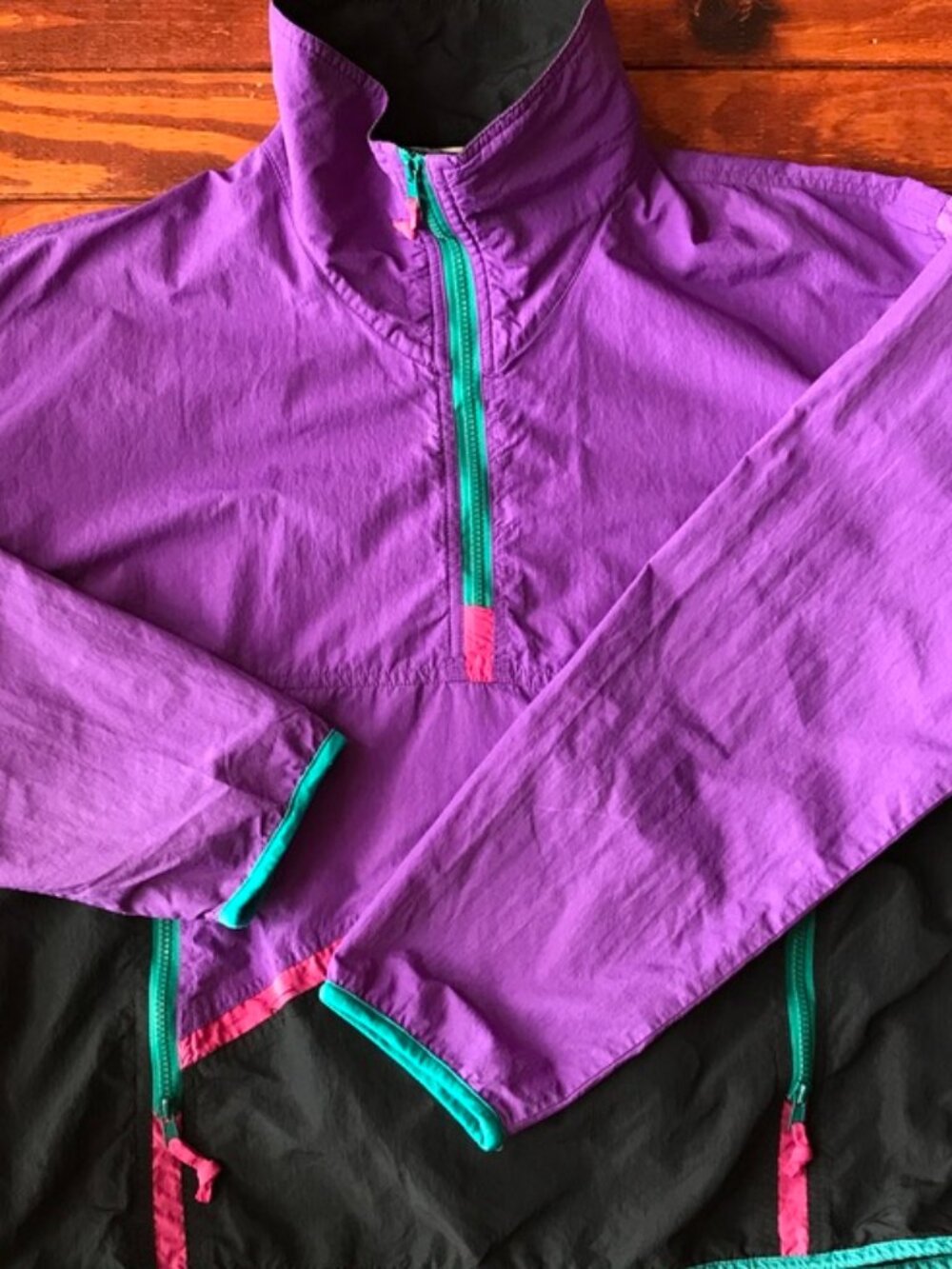 vintage sierra designs LARGE WINDBREAKER light jacket 3/4 zip 2 pocket